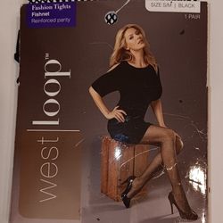 NEW West Loop black fashion fishnet tights S/M 
