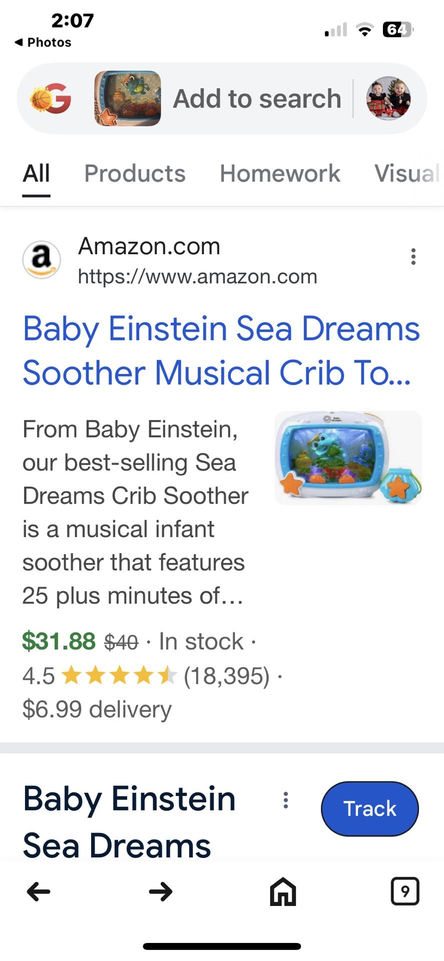 Baby Einstein Sea Dreams Musical Crib Toy