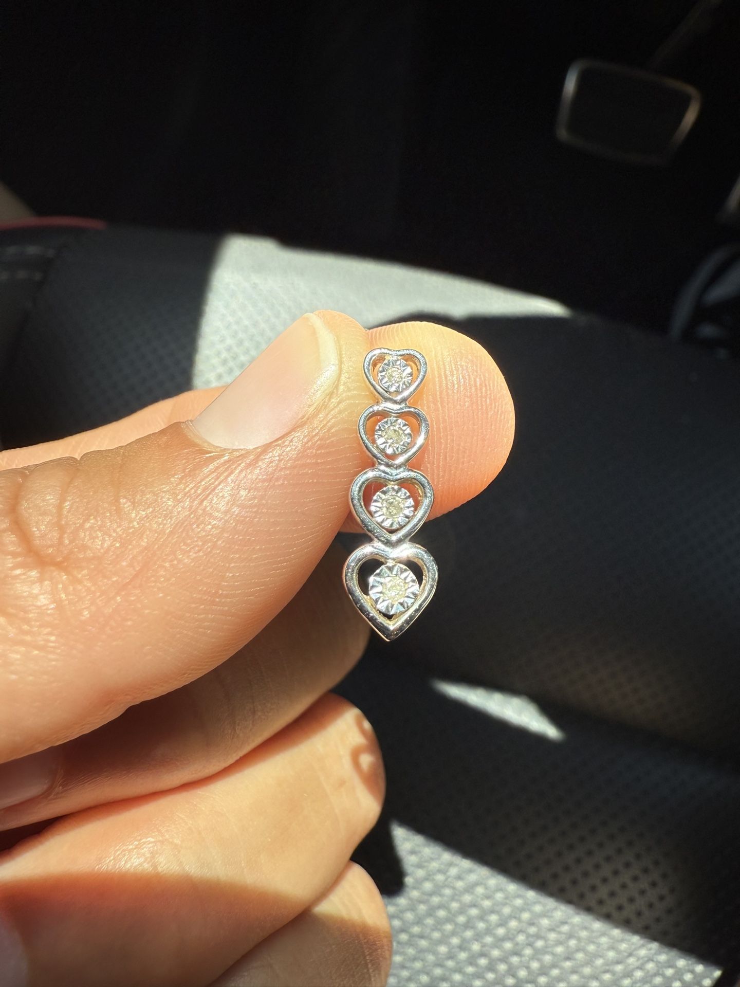 Vertical 4 Diamond 14k Pendant for Necklace.
