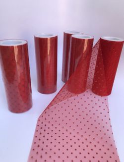 6" x 10 Yards Red Glitter Tulle Fabric Bolt (96 Pieces)