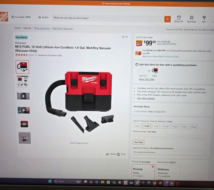 Milwaukee M12 Vaccum