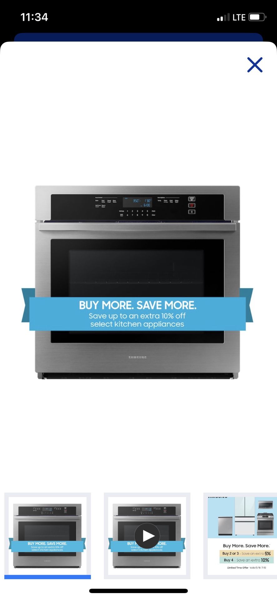 30-in Self Cleaning Smart Single Electric Wall Oven (Stainless Steel)