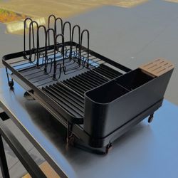 New In Box Kitchen Counter Top Dish Plate Bowl Drying Dry Rack With Utensil And Knife Holder