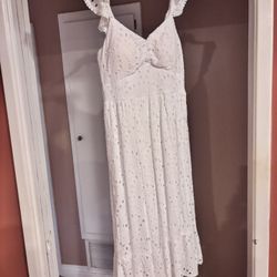 Girls White Eyelet Dress Xs 