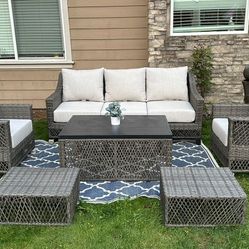 Huge&Luxury Rattan Patio Set Sunbrella Brand