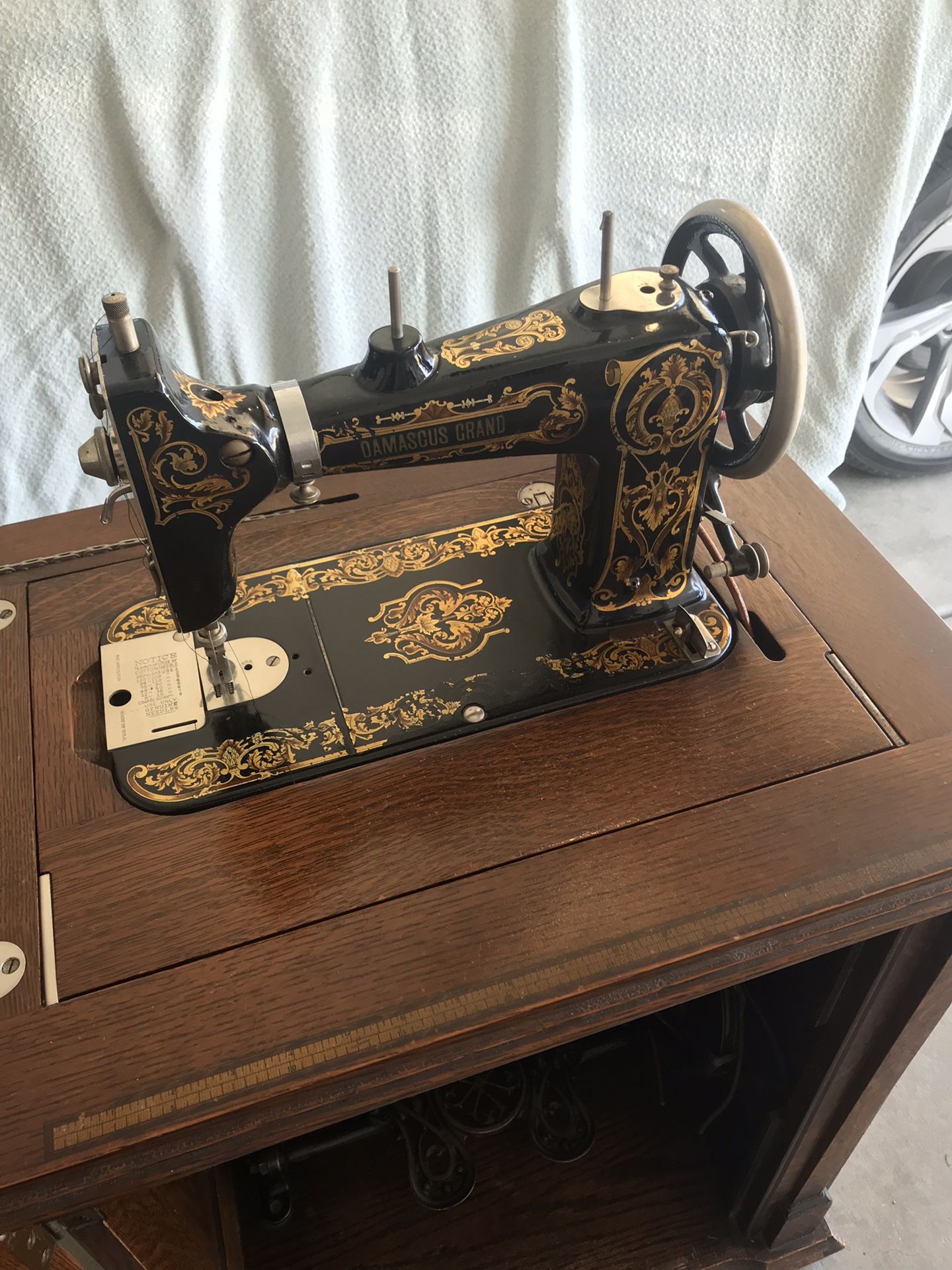 Vintage Sewing Machine with Cabinet