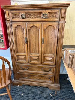 Wood cabinet with drawers