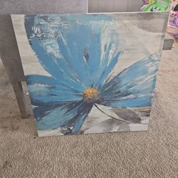 Blue Floral Canvas 30×30