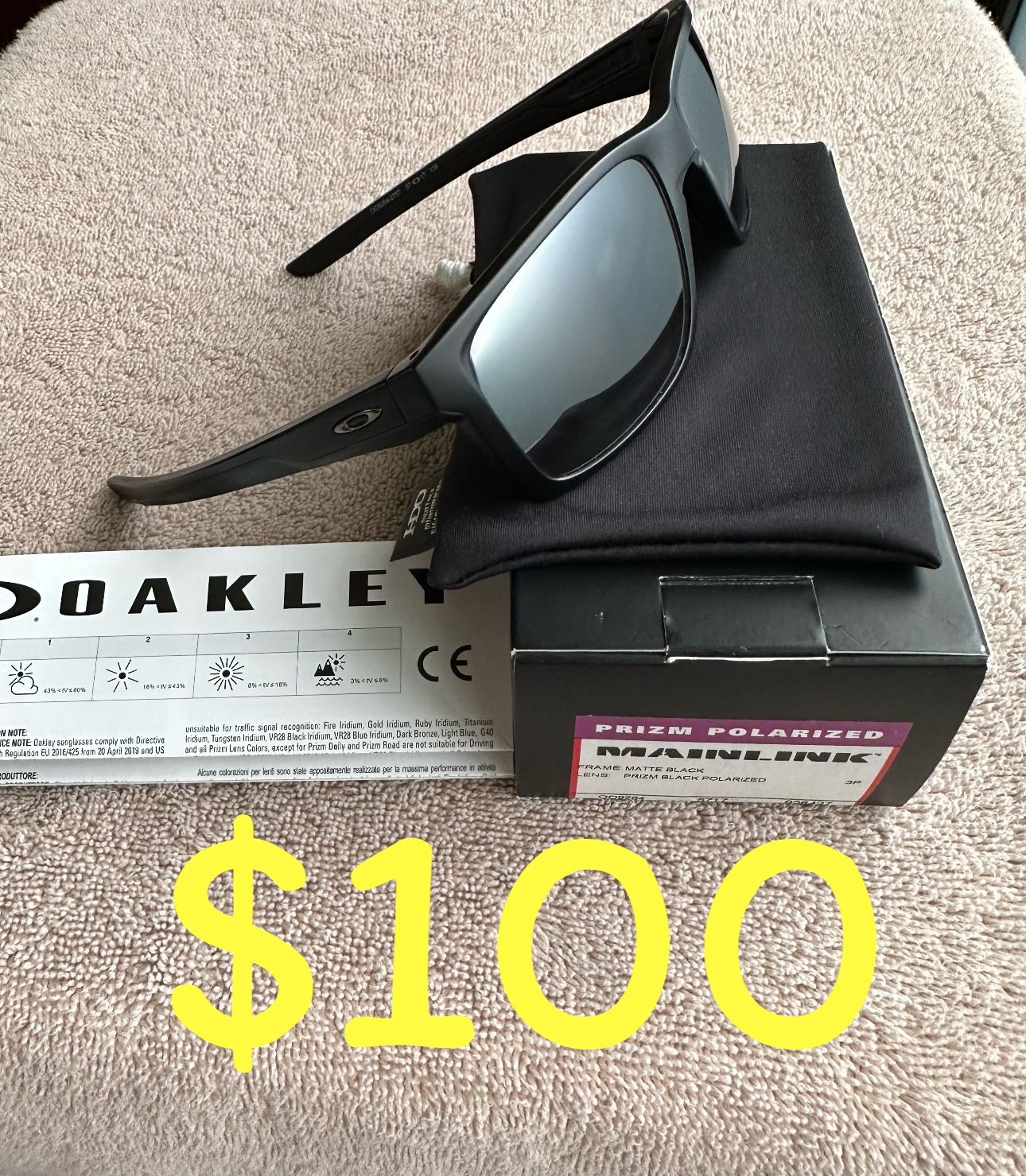 Oakley Mainlink Polarized Sunglasses Matte Black Frame