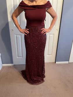 Adrianna Papel Burgundy Sequined Gown - Size 4 - New W/tags