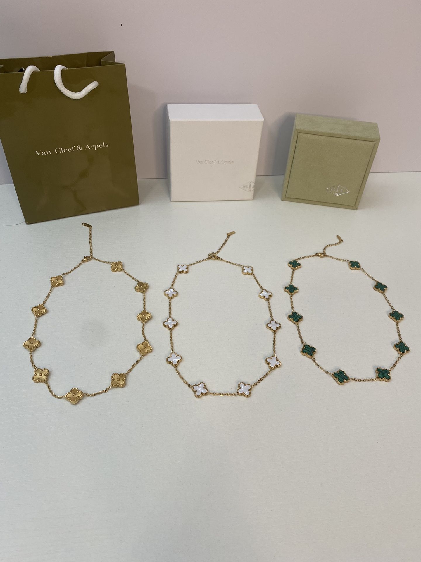 Van Cleef Necklace Gold Multi Charm Chain