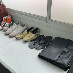 Men’s Lot 6 Items Of Footwear  Plus Gucci Briefcase Fits Size 13