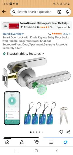 EVANSHOW Z02 KEYPAD FINGERPRINT SMART LOCK
