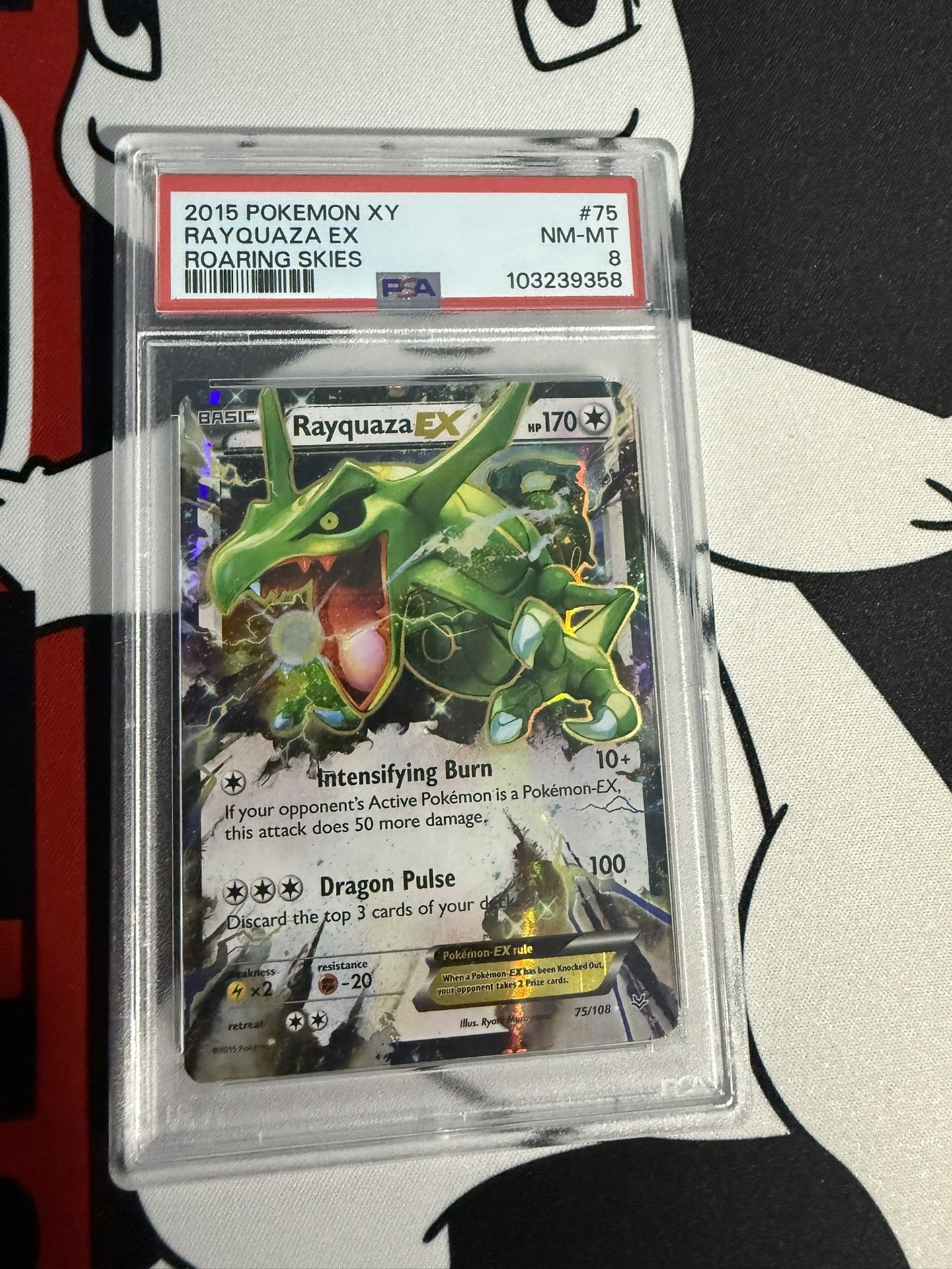 2015 Rayquaza EX #75 Roaring Skies XY PSA 8