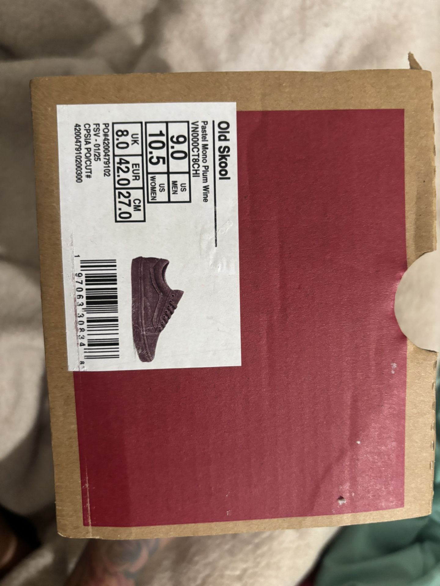 Vans Old Skool – Pastel Mono Plum Wine (Men’s 9 / Women’s 10.5)