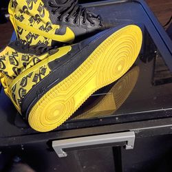 NIKE SF AIR FORCE 1 HIGH MEN'S SIZE 11 SHOES " BLACK DYNAMIC" YELLOW