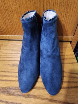 Women Heels  Booties 6.5  Leather Suede Blue  Pelle Moda Vero Cuoio