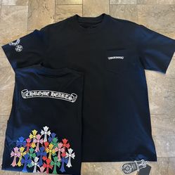 Chrome Hearts Black Graphic Pocket T-Shirt -Crosses