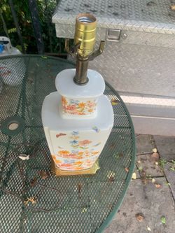 VINTAGE NATHAN LAGIN HAND MADE CERAMIC BUTTERFLY AND FLOWER LAMP