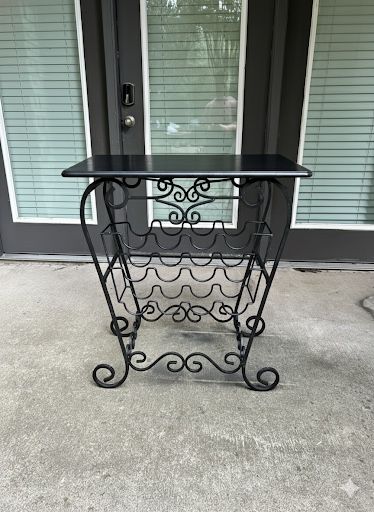 Wrought Iron Bar Cart + Wine Rack