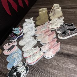 Shoes & Box Of Girl Clothes 