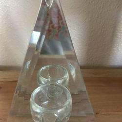 VTG GEOMETRIC Clear Glass Suspended TeaLight Candle Holder Triangle