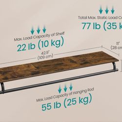 SONGMICS Clothes Rack with Top Shelf Wall Mounted