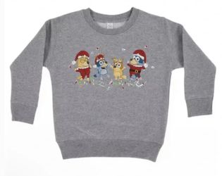 Kids Christmas Bluey Embroidered crew neck sweater