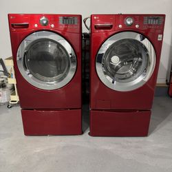 Red LG Washer And Dryer 