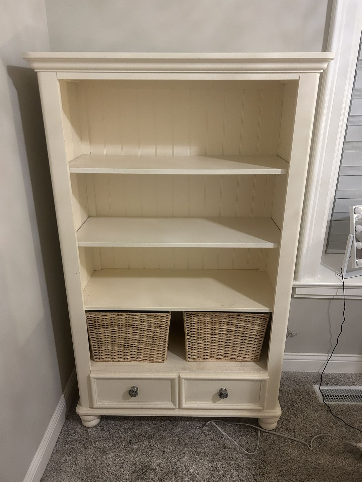 White Wooden Bedroom Shelf