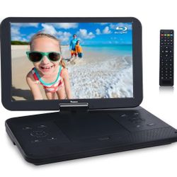 NAVISKAUTO 17.5" Portable Blu-Ray DVD Player with 15.4" 1920X1080 HD Large Screen, 4000mAh Rechargeable Battery, Support HDMI in/out, USB/SD Card Read