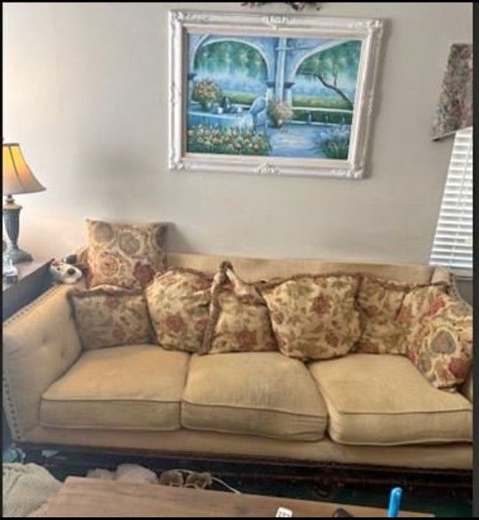 Tan Three Seat Sofa** FREE DELIVERY