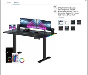 GTRACING RGB Electric Standing Desk, Height Adjustable Gaming Desk - Computer Desk with Mouse Pad, Home Office Desk