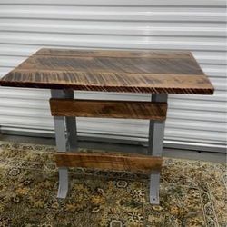 Beautiful handcrafted solid reclaimed wood, industrial steel desk & coordinating chair 