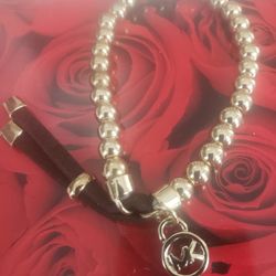 Michael Korea Bracelet Gold Tone Leather 