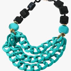 Eclectic Plastic Necklace W/ Gold-tone Chain