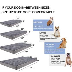 GOHOO PET Orthopedic Memory Foam Dog Bed, Cooling Dog Beds for Large XX Size Dogs - Waterproof Pet Bed for Crate with Removable Washable Cover, Gray