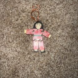 Vintage poseable Pink Wooden Doll Ornament