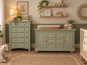 Sage Green Dresser and Chest Set