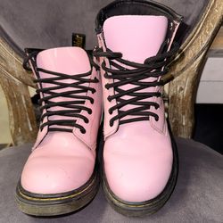 Dr Martens 1460 Boots Youth Size 3 Pink Leather Combat Boots Docs