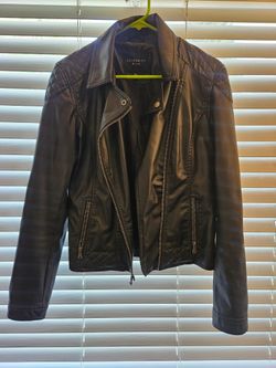 Women's Black Faux Leather Jacket - Large