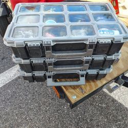 BULK LOT: 3-Stack Modular Tool Organizers FULL of Plumbing & Electrical Parts