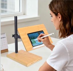 Adjustable Bamboo Tablet Drawing Stand ( extra Reading lights included for free)