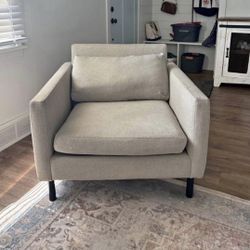 Grey Linen Accent Chair, Arm Chair