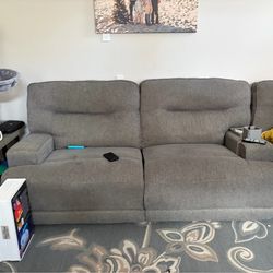 3  piece sectional reclining sofa grey
