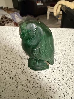 Genuine Canadian Nephrite Jade Standing Owl Figurine 4in
