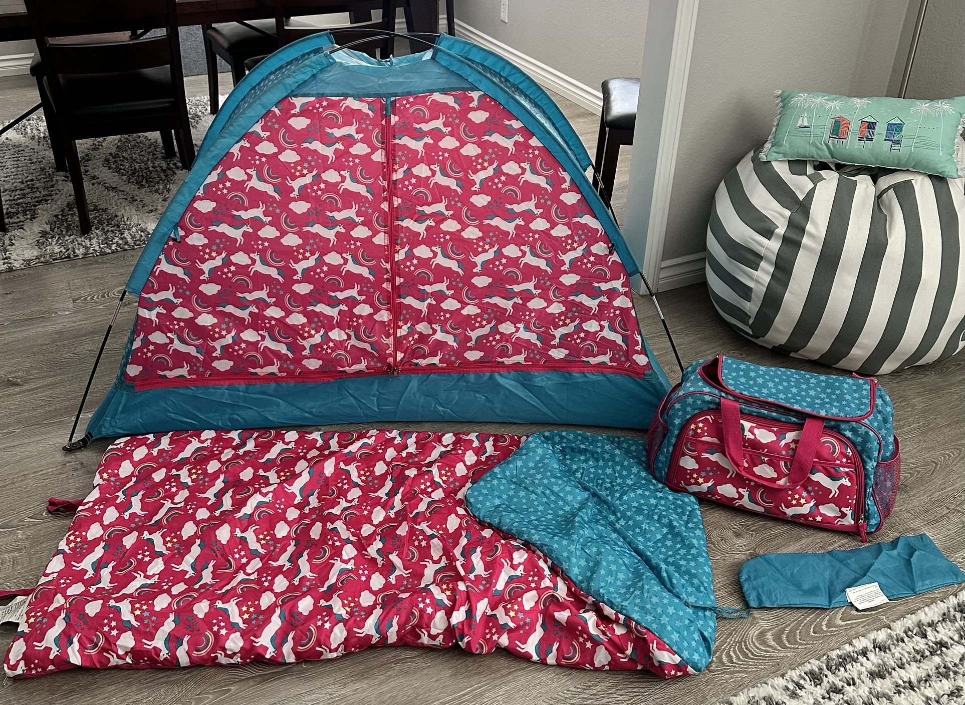 Kids Sleeping Bag, Tent, And Carrying Bag