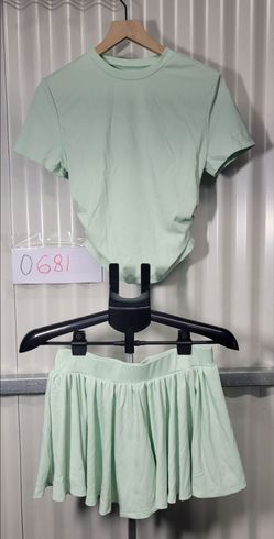 Ribbed Mint Green Two-Piece Set, size L (0681)