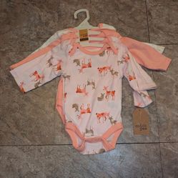 Chick Pea Baby Girl 4pc Pink Onesie Set 