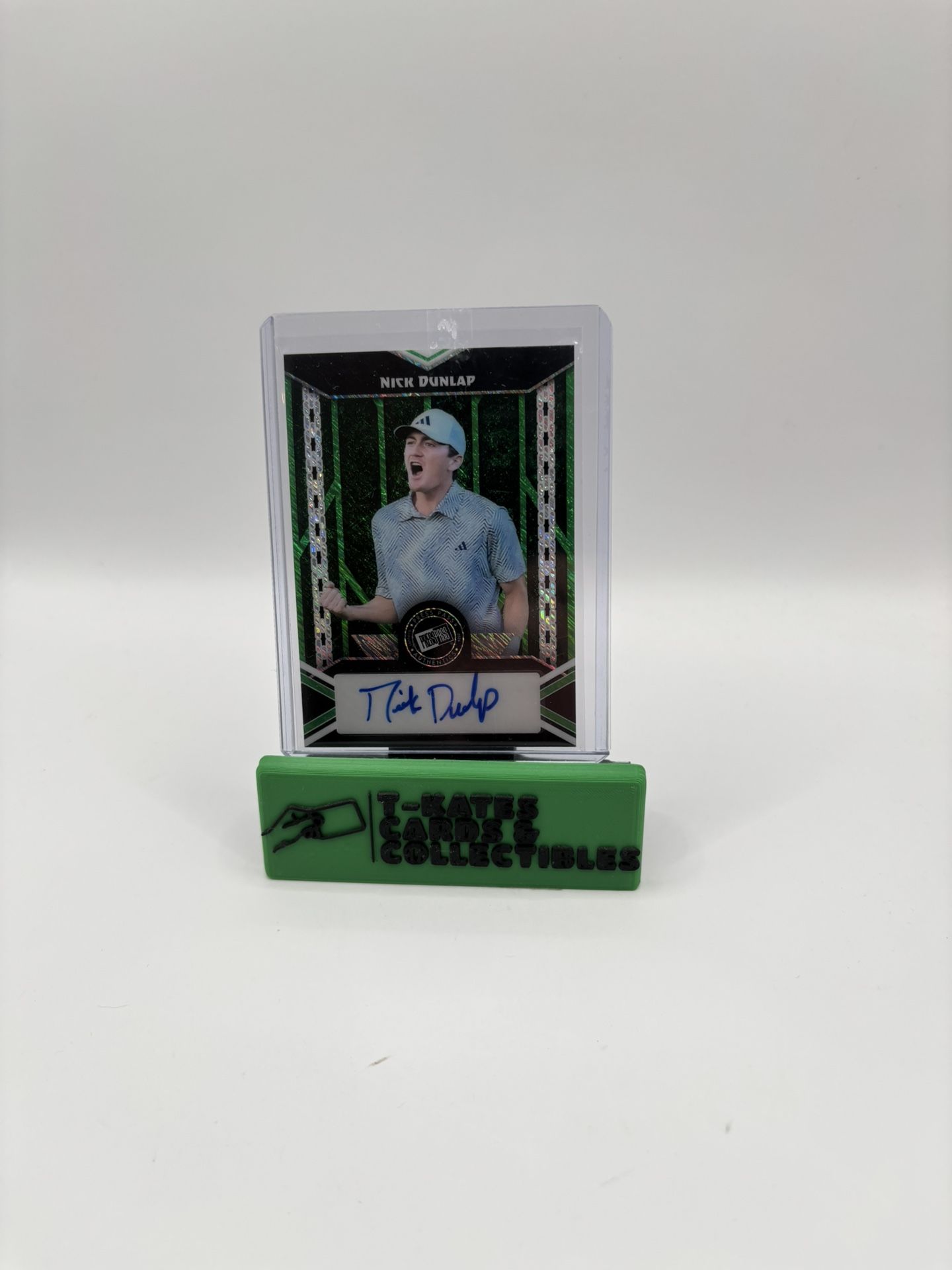 2024 Leaf Nick Dunlap Press Pass, Green Shimmer Auto 6/7 #20A-ND1.